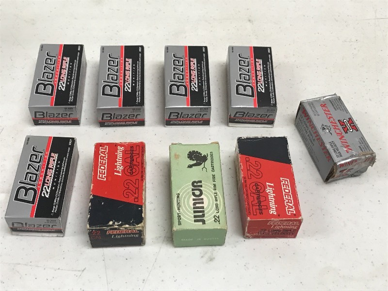 lot 15 image: (9) Assorted 50-Round Boxes Of .22L...