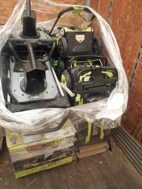lot 1 image: PALLET LOT OF POWER MOWERS & SNOWBLOWERS