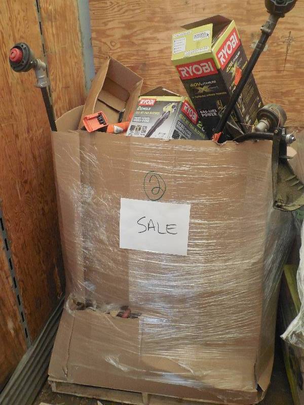 lot 2 image: PALLET LOT OF WEED WHIPS , BLOWERS, SAWS ALL POWER EQUIPMENT.
