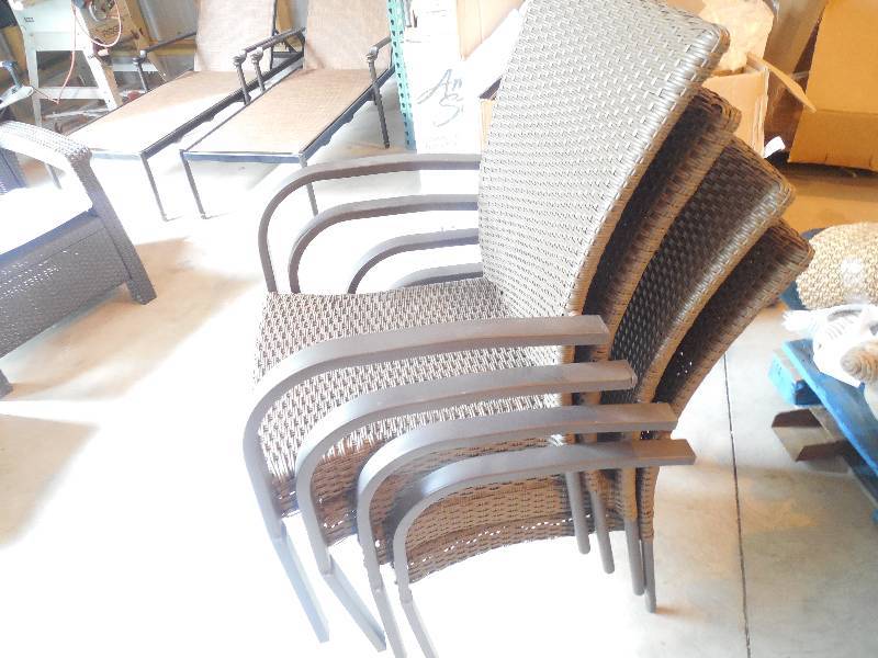 lot 47 image: (4) WICKER PATIO CHAIRS
