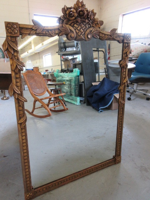 lot 106 image: LARGE FRAMED VINTAGE MIRROR 1952