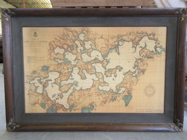 lot 118 image: FRAMED MAP OF LAKE MINNETONKA