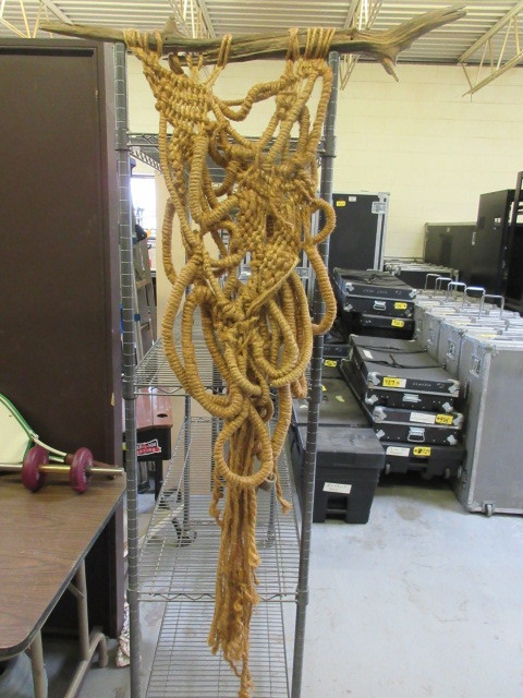 lot 135 image: NATURAL WOOD AND ROPE WALL HANGING
