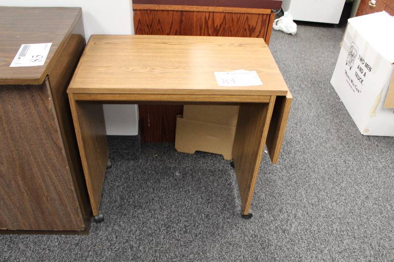 lot 84 image: Rolling Office Desk w Side Leaf