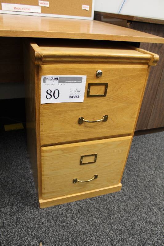 lot 80 image: Locking 2-Drawer Wood File Cabinet