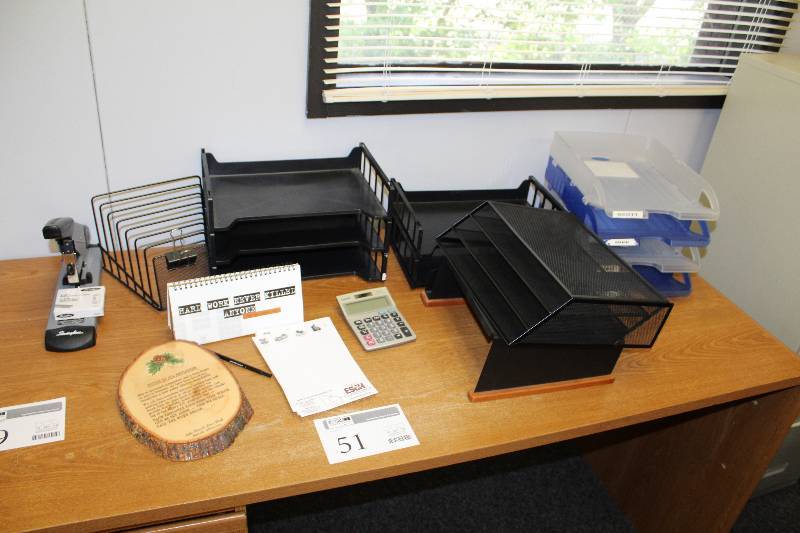 lot 51 image: Office Supplies - Stapler, Calculator, Paper Organizers, In-Trays