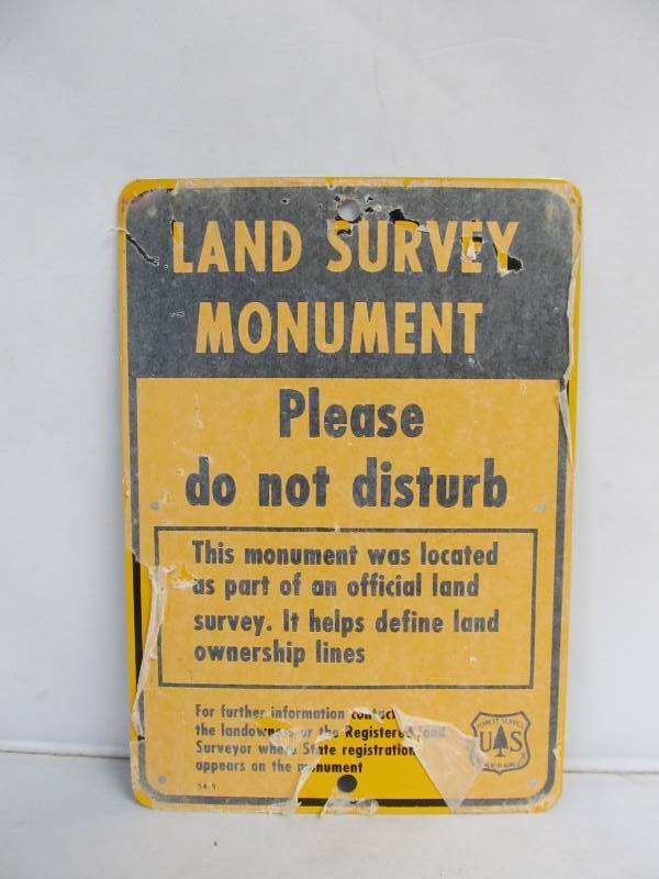 lot 51 image: Original NOS Unused U.S. Forest Service Land Survey Sign
