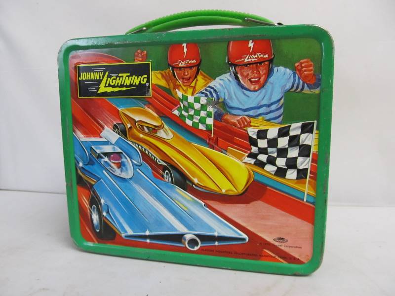 lot 53 image: Vintage JOHNNY LIGHTNING Embossed Metal Lunch Box