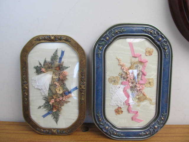 lot 10 image: Pair of Antique Framed Real Floral Artworks