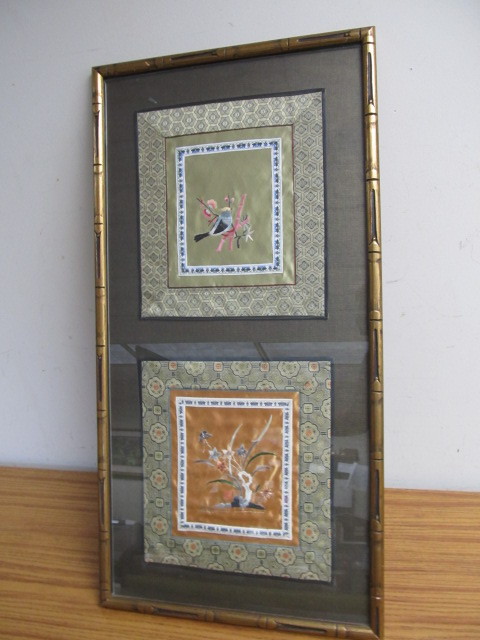 lot 11 image: Vintage Framed Hand Woven Japanese Silk Artwork