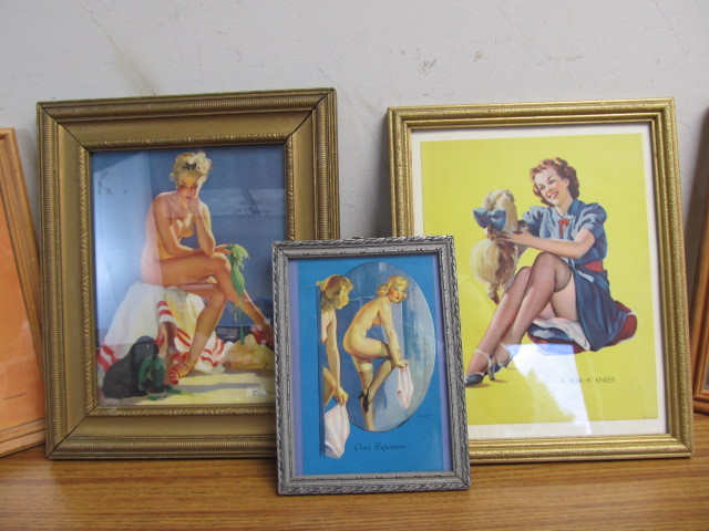 lot 28 image: Lot of Vintage Framed GIL ELVGREN Pinup Prints