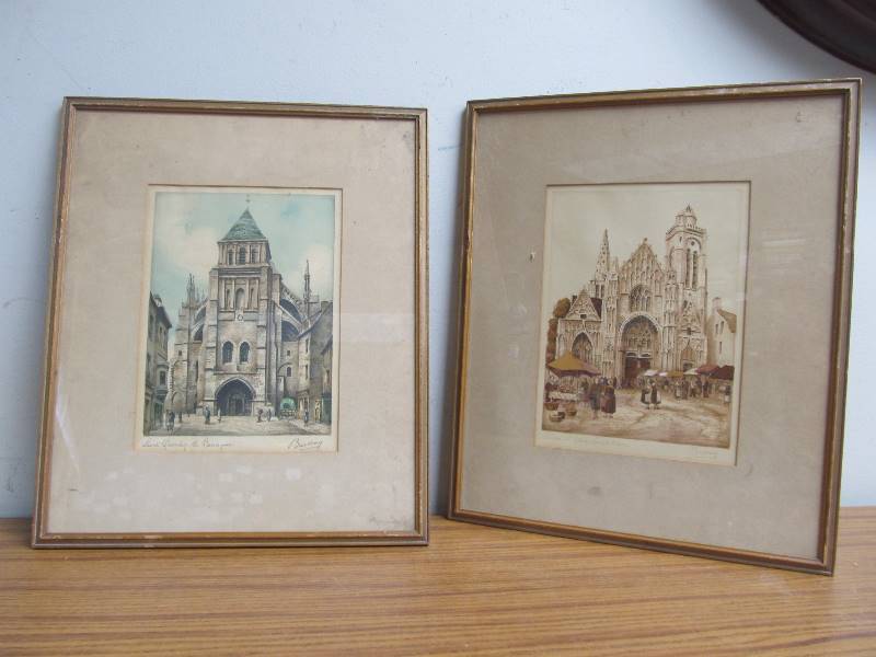 lot 116 image: 2 Antique Signed Hand Colored Engravings