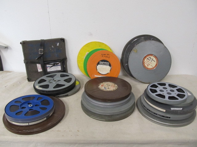 lot 155 image: Group of Large Vintage Film Canisters wFilms