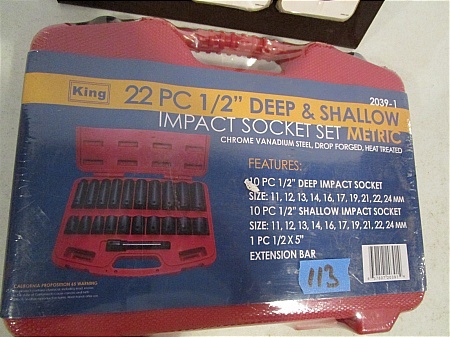 22 Pc 12 Drive Deep & Shallow Impact Metric Socket Set