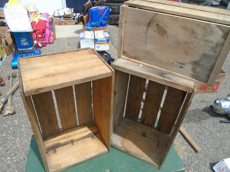 Wooden Crates and Green Box