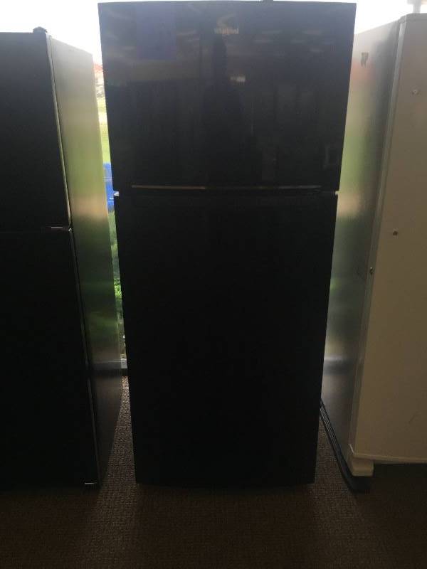 lot 6 image: NEW--WHIRLPOOL 17.6 cu. ft. Top Freezer Refrigerator in Black--WITH MANUFACTURERS WARRANTY--MODEL# WRT518SZFB