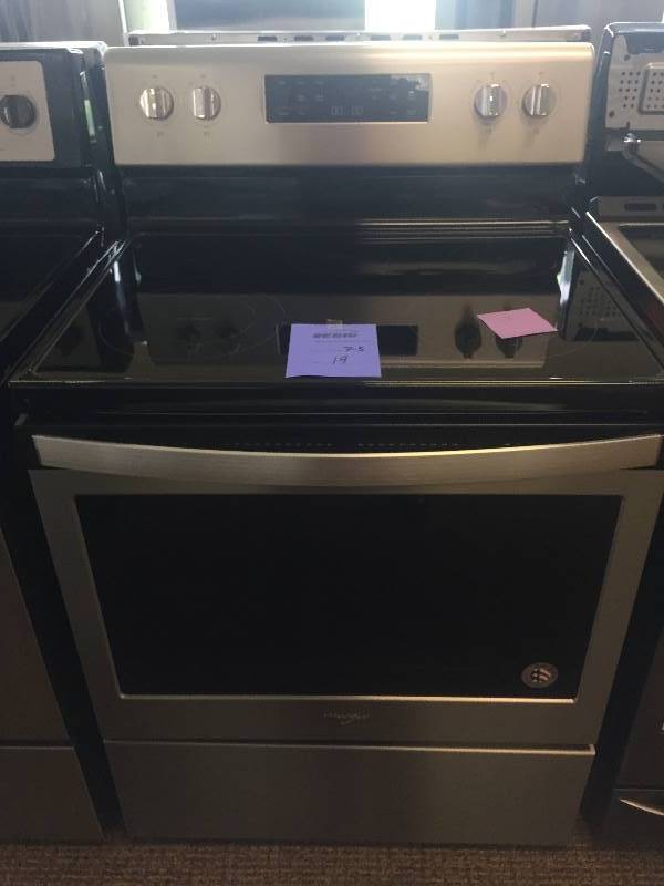 lot 19 image: NEW WHIRLPOOL 5.3 cu. ft. Electric Range with Self-Cleaning Oven in Fingerprint Resistant Stainless Steel- WITH MANUFACTURERS WARRANTY MODEL# WFE525S0HZ