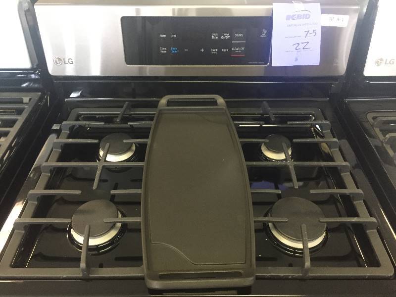 lot 22 image: NEW, SCRATCH & DENT LG 5.4 cu. ft. Gas Range in Black Stainless Steel--MODEL# LRG3193BD