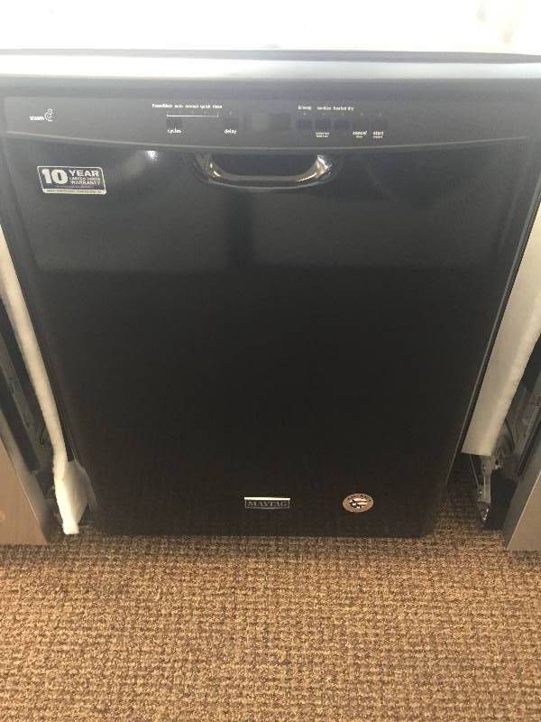 lot 26 image: NEW MAYTAG Front Control Built-in Tall Tub Dishwasher in Black with Stainless Steel Tub--WITH MANUFACTURERS WARRANTY MODEL# MDB4949SDE