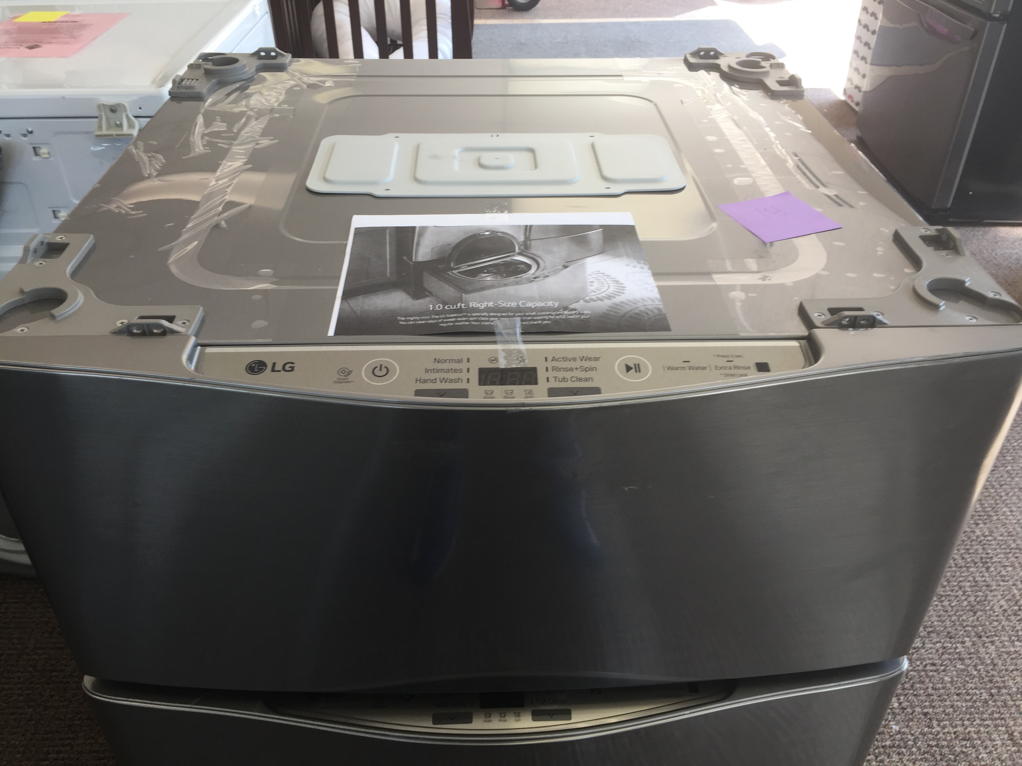 lot 14 image: NEW 29 in. 1.0 cu. ft. LG SideKick Pedestal Washer in Graphite Steel Model # (WD200CV)