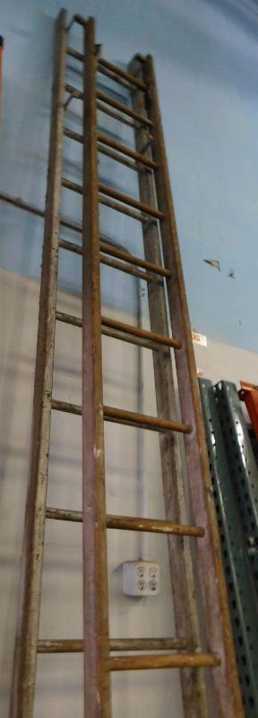 lot 10 image: Two Vintage Wood Ladder Extensions