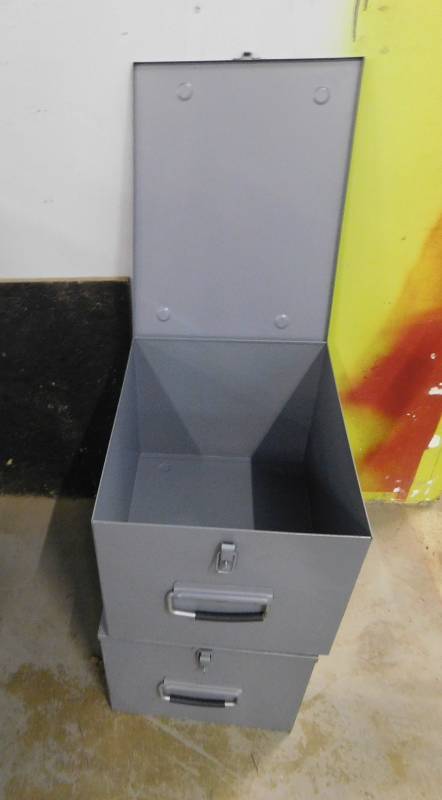 lot 25 image: Two Metal Stackable Storage Bins