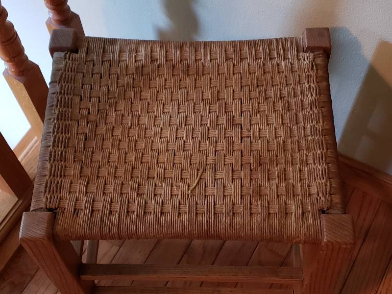 lot 19 image: Antique Hand Made Wicker Oak Stool