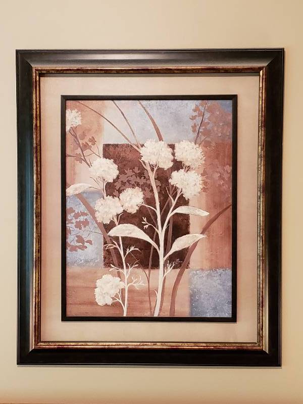 lot 27 image: Framed and Matted Floral Wall Art