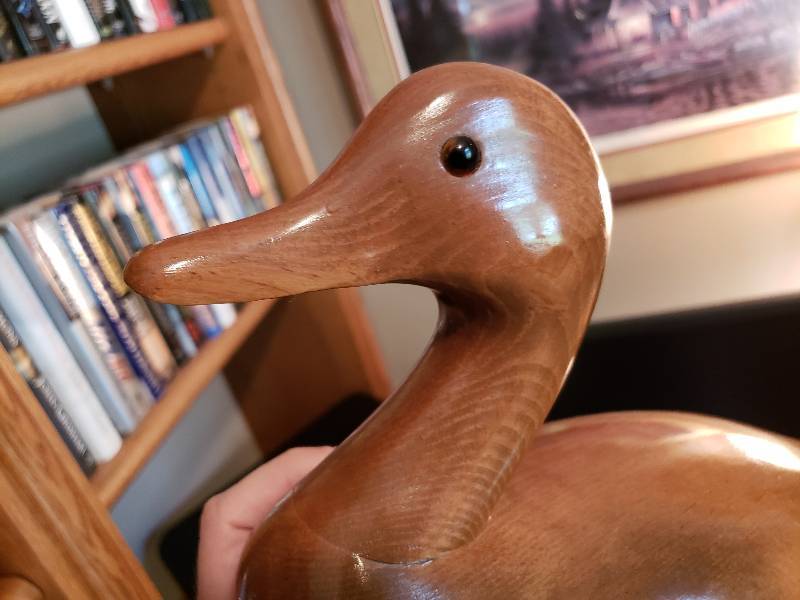 lot 35 image: (2) Carved Wooden Duck Decoys