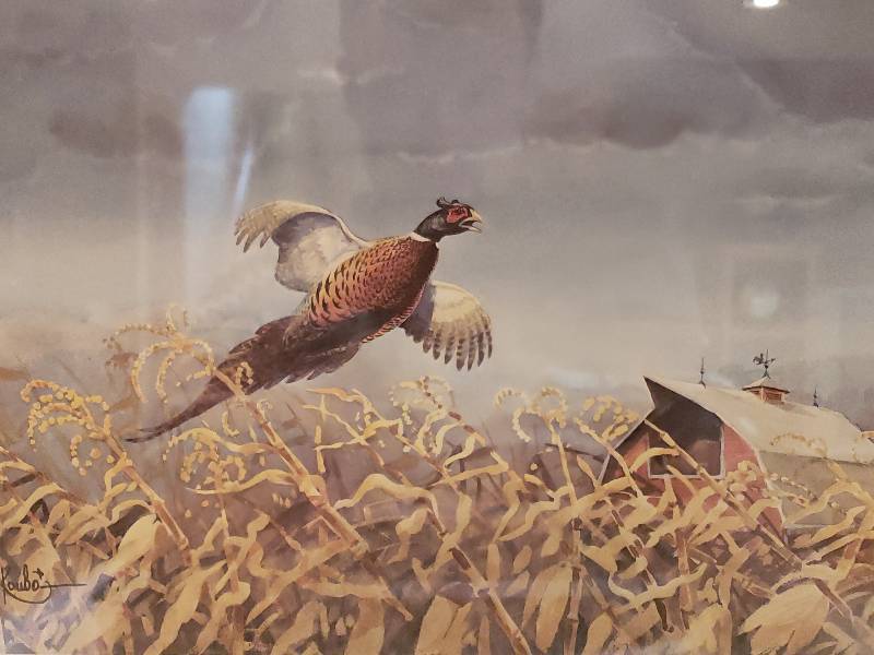 lot 51 image: Les Kouba Back of the Barn Pencil Signed and Numbered Pheasant Print