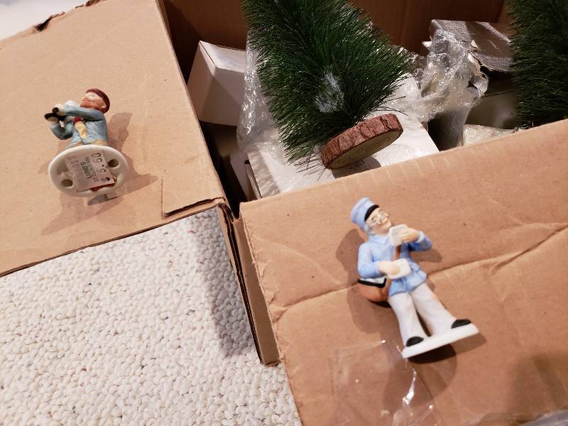 lot 91 image: Christmas Village Accessories, Trees, People, Etc, Some Colonial Village by Lefton