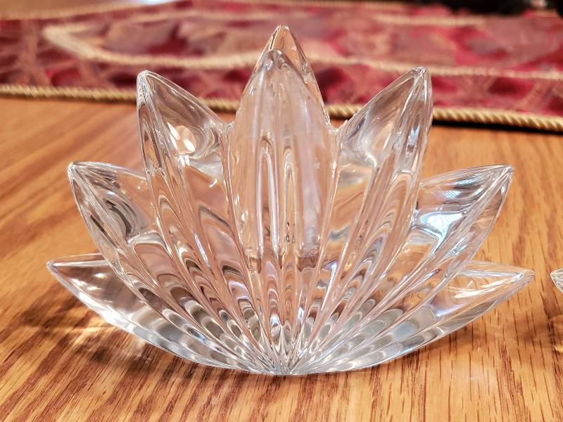 lot 98 image: (2) Swarovski Styled Leaded Crystal Candle Holders
