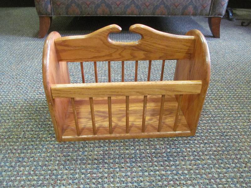 lot 174 image: (Family Room) Wood Magazine rack (18x12)
