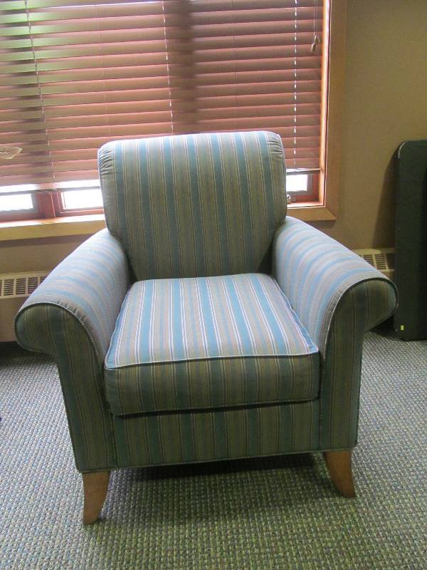 lot 175 image: (Family Room) Upholstered Chair (Stripe pattern)