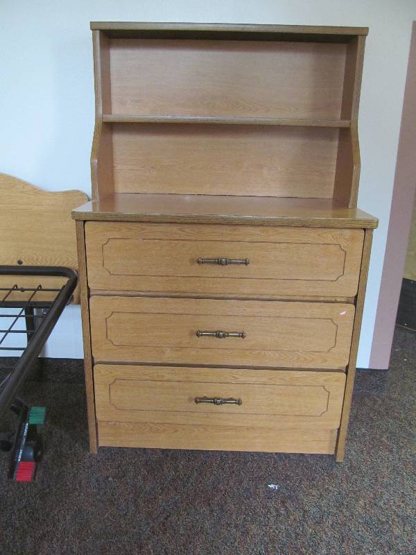lot 294 image: Rm 24-Nightstand, 3 drawer, 2 shelf