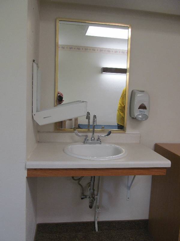 lot 344 image: (Rm 18) Vanity sink, towel and soap dispenser (23x36x34)