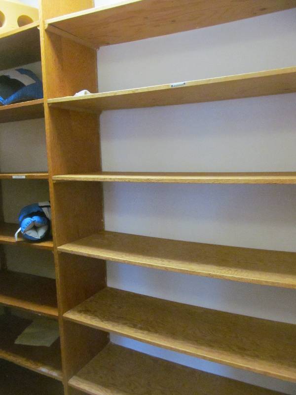 lot 401 image: Cleaning room-Wood shelves