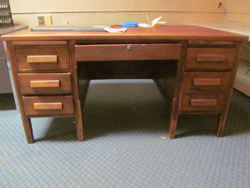 lot 682 image: Office 3- Vintage Wood Desk