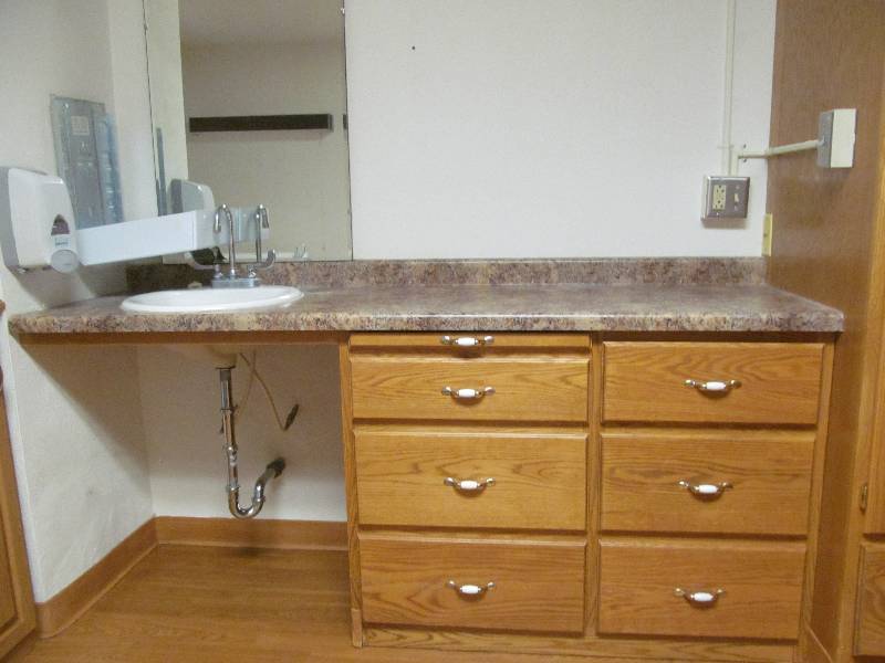 lot 729 image: Rm 6- Vanity-6 Drawer cabinet (soap&towel dispense)