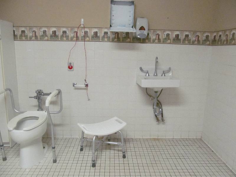 lot 739 image: Tub Room-Sink, toilet with handrails, shower chair