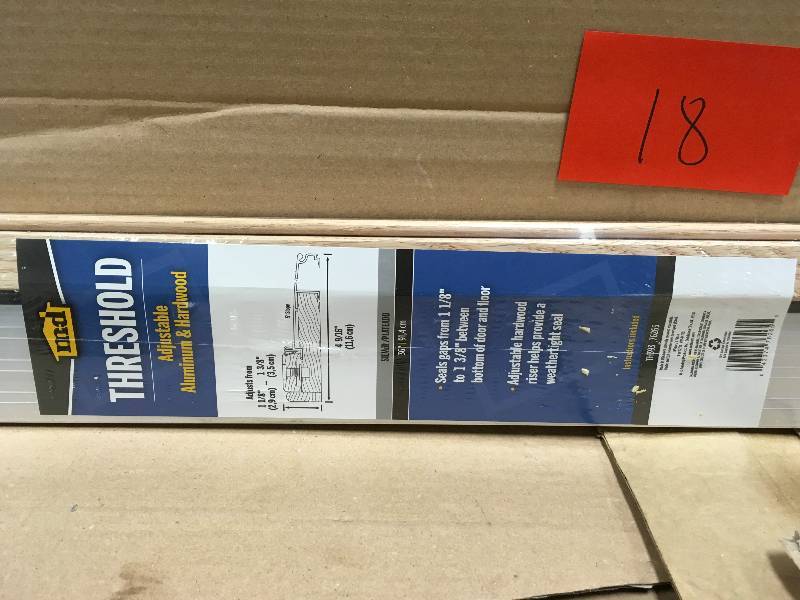 MD 4-916 in. x 36 in. Satin Aluminum and Oak Adjustable Threshold