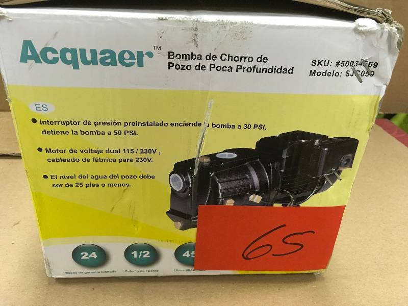 Acquaer 12 HP Dual Voltage Cast Iron Shallow Well Jet Pump in good conditions
