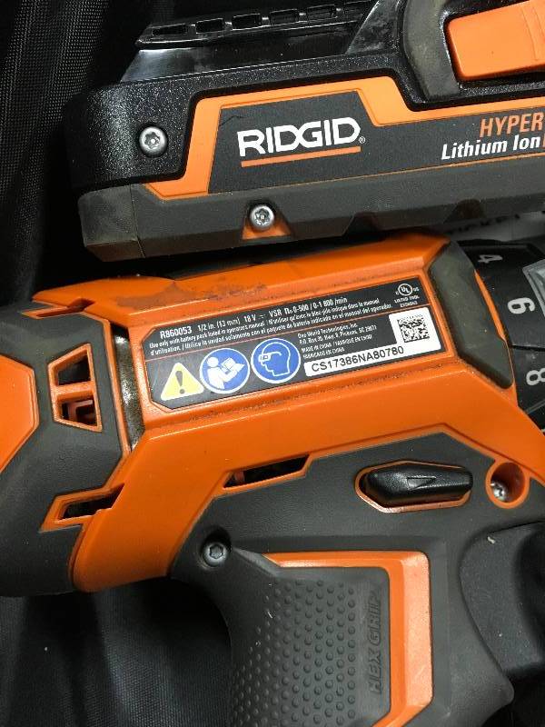 Ridgid 18-Volt Lithium-Ion Cordless 12 in. Compact DrillDriver Kit with (1) 1.5Ah Batteries Charger and Bag in working conditions