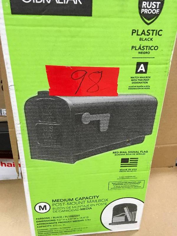 Gibraltar PL10B0201 Parson Rural Mailbox, Polypropylene, Black
