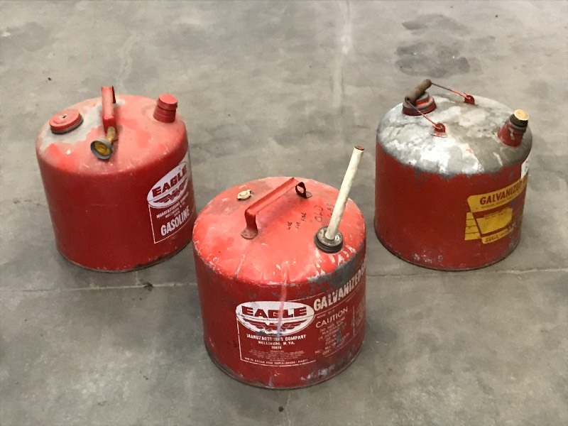 Lot Of (3) Steel 5-Gallon Fuel Cans...