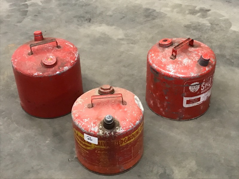 Lot Of (3) Steel 5-Gallon Fuel Cans...