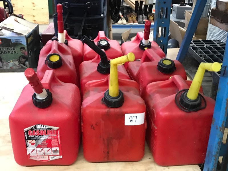 Lot Of (9) Assorted 2 Gallon Fuel ...