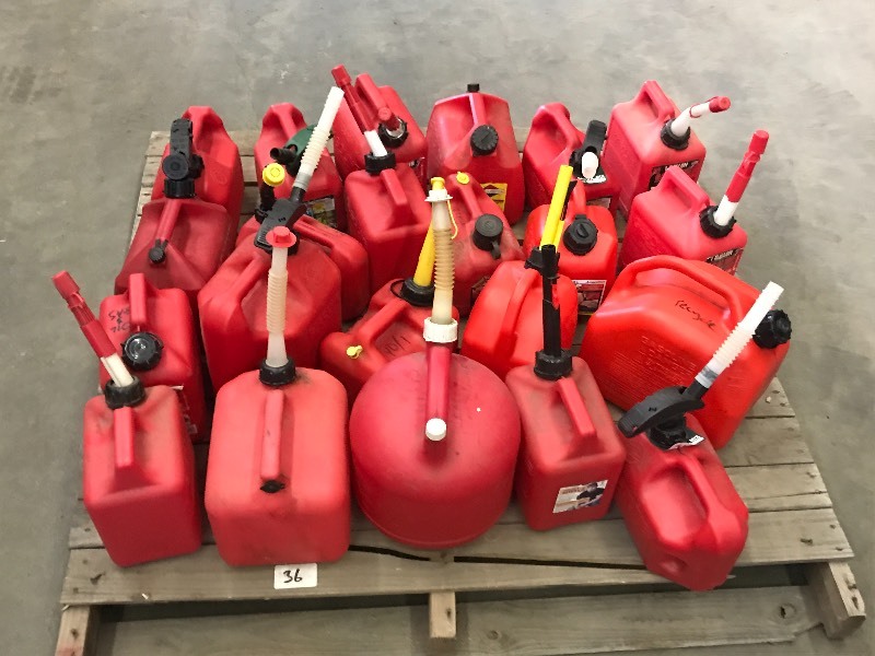 Lot Of (22) Assorted 1-3 Gallon Fue...