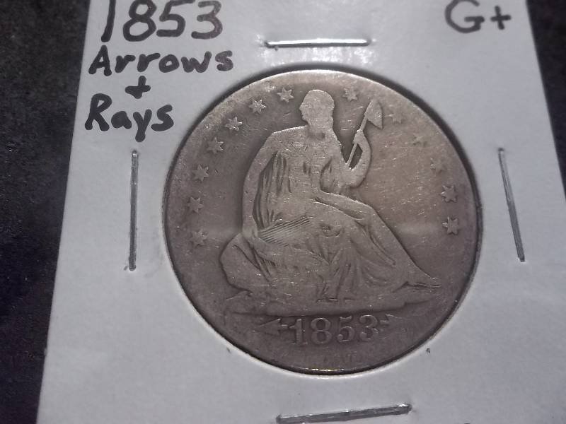 1853 Seated  Liberty Half Dollar With Arrows & Rays