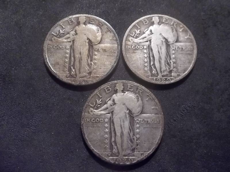 1929 P, D, S Standing Liberty Quarters
